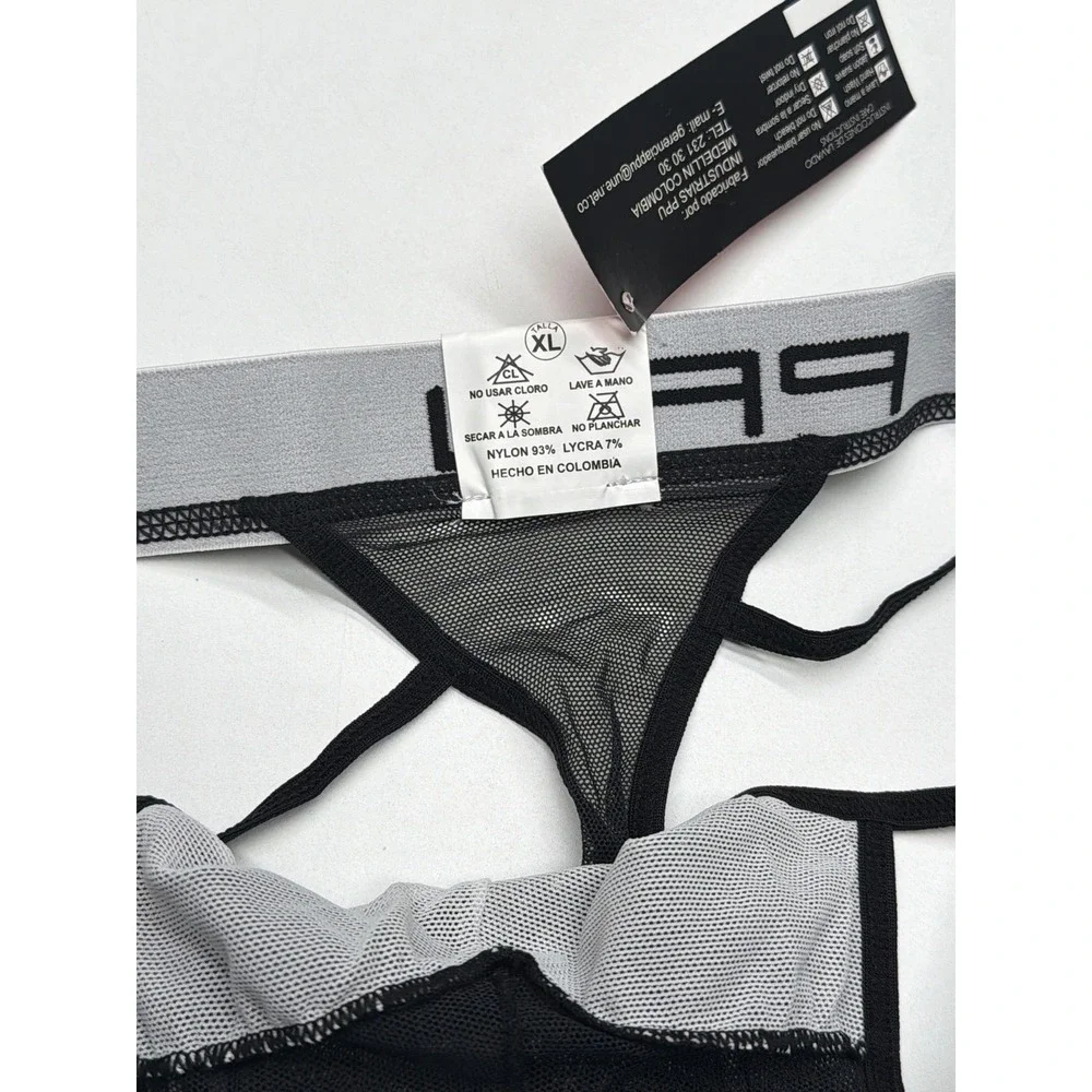 PPU UNDERWEAR Men's Black Mesh Jockstrap‎ Thong Underwear Size XL NWT
